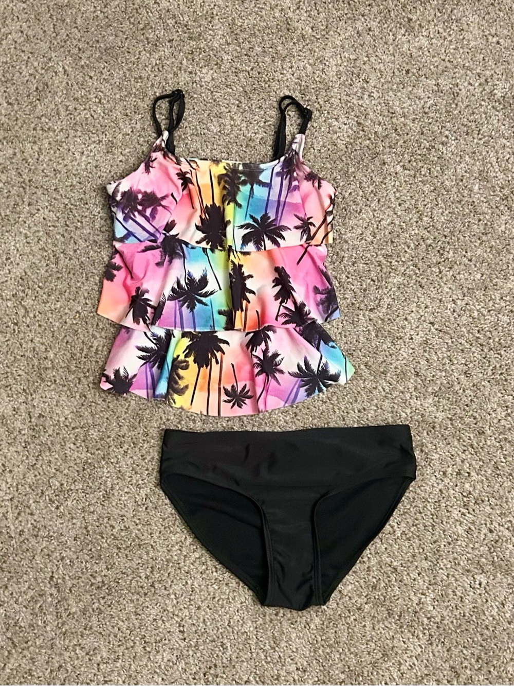 Justice Palm Tree Print Colorful Tankini